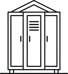 Black and white cartoon vector illustration of a white door with frame and handle in interior doorway
