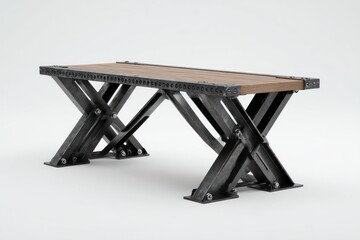 Industrial-style wooden bench/table