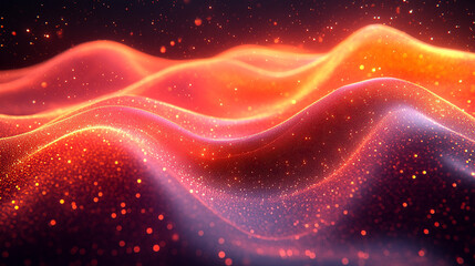 Abstract wavy fiery digital particles