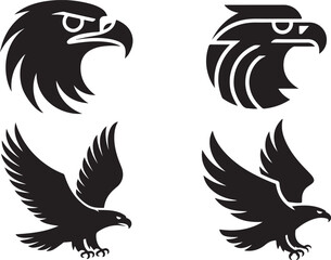 Obraz premium eagle silhouette vector icon set, eagle face icon, set of eagle vector illustration, symbol of freedom eagle, flying of eagle.