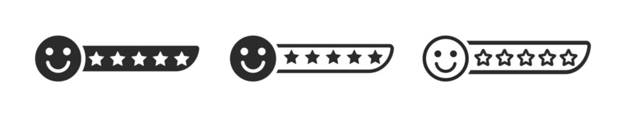 Customer product rating with five stars vector icons set. Recommendation vector icons