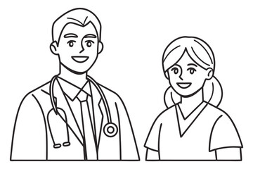 Doctor and nurse smiling medical healthcare