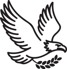 Obraz premium eagle line-art vector icon, symbol of eagle illustration, eagle outlined silhouette logotype vector icon.