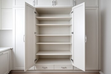 Fototapeta premium Empty white built-in wardrobe