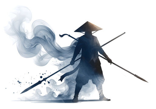 Fototapeta Mystical Warrior Smoke Art Asian Samurai Painting