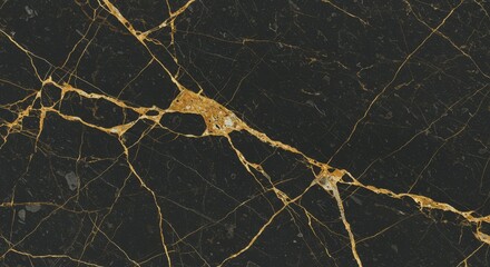 Black Marble Texture with Golden Veins Abstract Stone Background