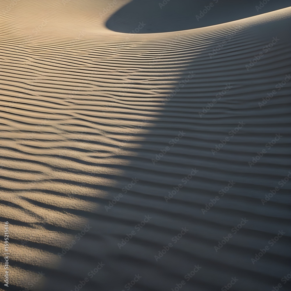 Poster rippled sand dune landscape with shadows creating a textured pattern.
