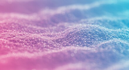 Abstract Network Connection with Pink and Blue Gradient Background