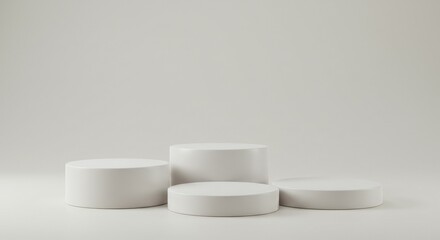 Displaying Four White Round Platforms for Product Showcase