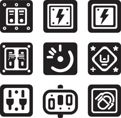 electric switch icon bundle icon silhouette line art stock photos premium quality