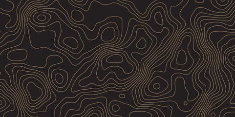 "Elegant topographic contour line pattern on dark background. Modern abstract design perfect for wallpaper, branding, packaging, maps, and digital interfaces. Seamless and minimal style"