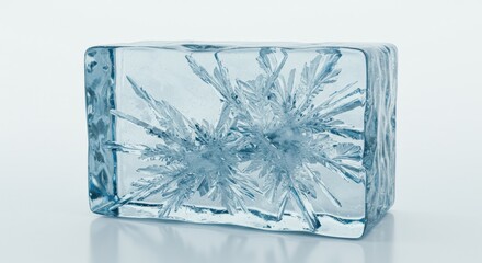 Ice Cube with Crystallization Detail Close-up Shot
