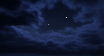 Starry Night Sky with Clouds Dark Blue Atmospheric View