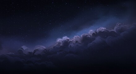 Night Sky with Clouds and Stars Digital Artwork