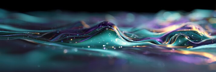 Abstract liquid waves of iridescent colors