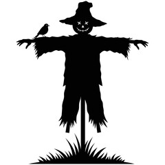 Fototapeta premium A whimsical vector illustration of a witch in a black costume, flying on a broom with a spooky autumn pumpkin, perfect for a Halloween holiday