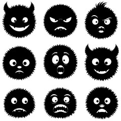Monster character head icon set vector illustration
