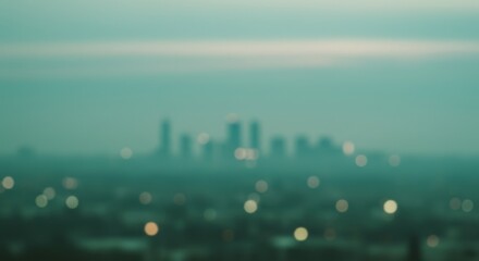 Blurred Cityscape View with Lights and Haze