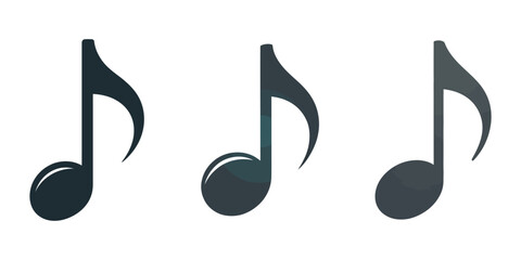 A set of Music note, vector silhouette illustration, Music notes icon set isolated on transparent background. Music notes symbol vector illustration. set simple silhouette vector on white background.