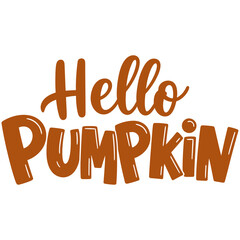 Hello Pumpkin Hand Lettered Typography Design in Black on White Background