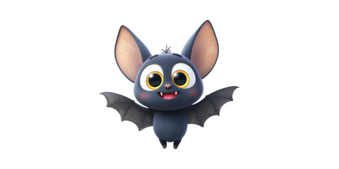 Obraz premium Cute Cartoon Bat Character With Big Eyes And Wings. Adorable Animal Illustration Isolated On Transparent Background