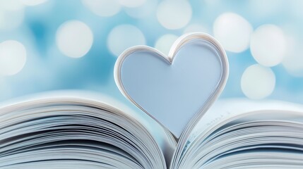 Heart shaped pages glowing softly in a dim room