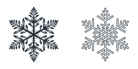 Snowflakes silhouette Set, Christmas Snowflake black Silhouette Vector illustration on white background, set of snowflakes, vector set of snowflakes, Practical and Stylish Fakes for Graphics, Designer