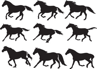 Black Horse Silhouette Vector Elegant Animal Illustration for Logos, Prints, and Digital Art