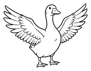 Obraz premium Goose with Open Wings Outline Illustration