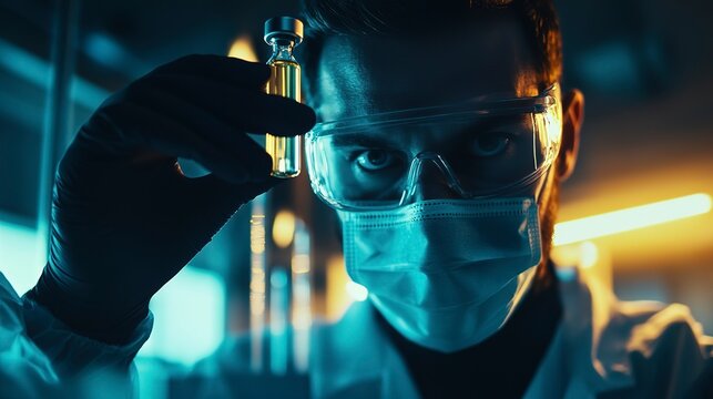 Scientist conducts vaccine research in laboratory during global pandemic