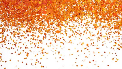 Bright Orange Confetti Falling on White Background – Festive New Year Celebration Party Decoration Concept for Holiday and Event Design