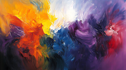 An abstract piece filled with energetic brush strokes symbolizing excitement and movement.