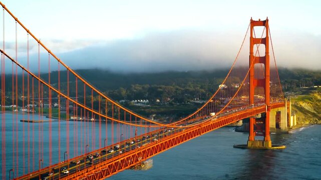 Golden gate bridge stretches across the bay in san francisco