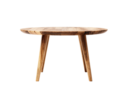 A round wooden coffee table