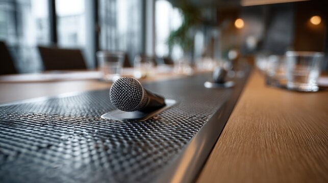Meeting room microphone on table