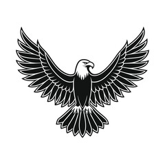Fototapeta premium Majestic eagle with spread wings black outline bird