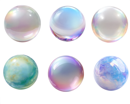 A  crystal balls- sphere glowing with soft light on transparent background