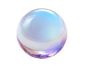A single crystal ball- sphere glowing with soft light on transparent background