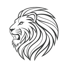 Fototapeta premium Stylized lion head roaring black and white logo