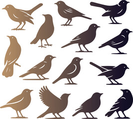 set of birds silhouette vector design