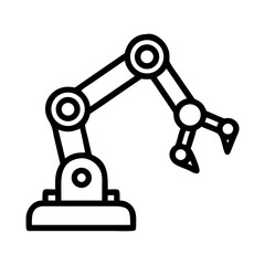 Robotic arm machinery automation industry process silhouette vector illustration