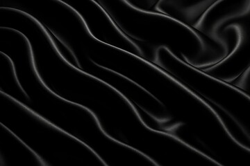Fototapeta premium Luxurious black silk fabric with fluid dynamics creating elegant waves and sophisticated texture patterns for high-end fashion