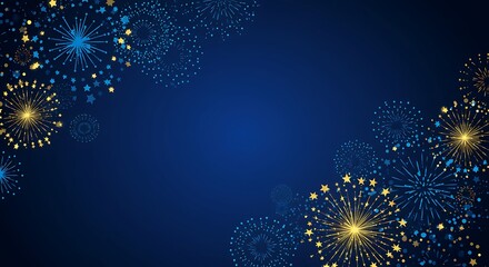Obraz premium Bright Christmas and New Year celebration background with glowing stars, flowers, and sparkling fireworks design