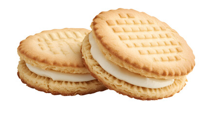 Two Round Vanilla Sandwich Cookies Detailed Close-Up Image Food Photography