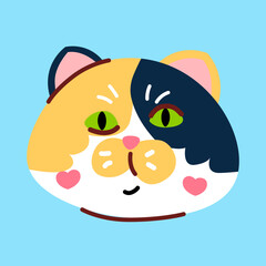 Tricolor cat head cartoon.