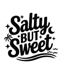 Fototapeta premium Salty But Sweet Sweatshirt – Trendy Beach Vibes Shirt, Fun Summer Ocean Quote, Cute Palm Tree and Wave Graphic, Coastal Vacation Outfit, Positive Attitude Apparel, Women’s Summer Top, Unique Gift for 