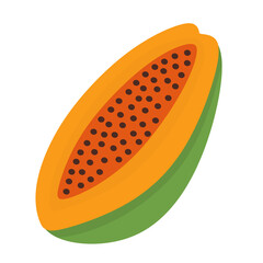 Half Cut Papaya Fruit Illustration with Seeds Food