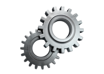 two big iron gears isolated on white or transparent png