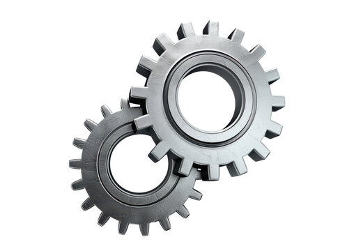 two big iron gears isolated on white or transparent png - Powered by Adobe