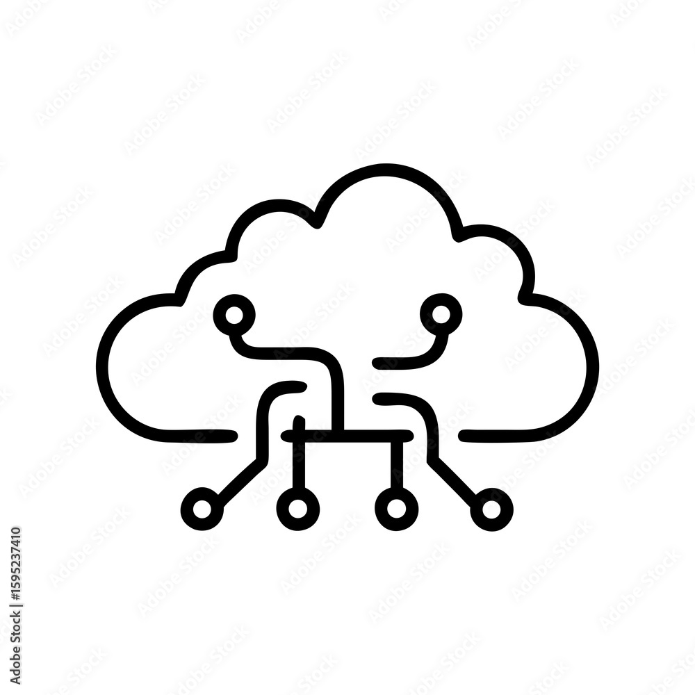 Poster cloud computing network technology data silhouette vector illustration